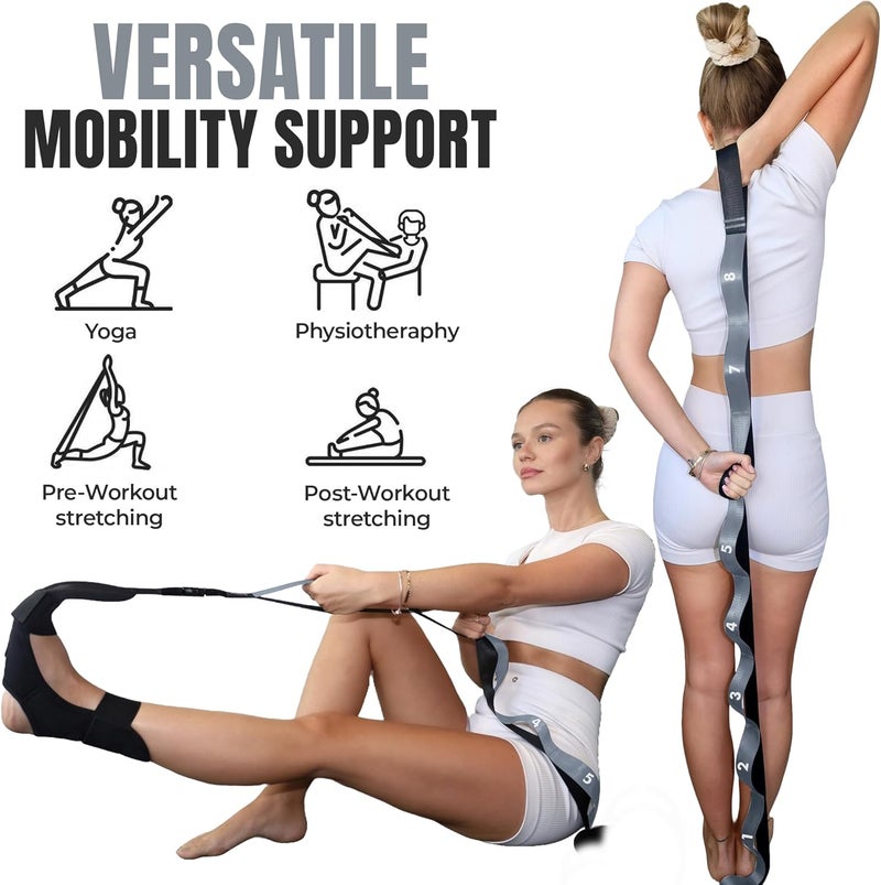 STRECTRA Stretch Strap with Loops Physical Therapy - Full Body Exercise Straps for Stretching with Detachable Foot - Leg & Calf Stretcher for Plantar Fasciitis, Physical Therapy, Pain Relief, and Flexibility - Image 4